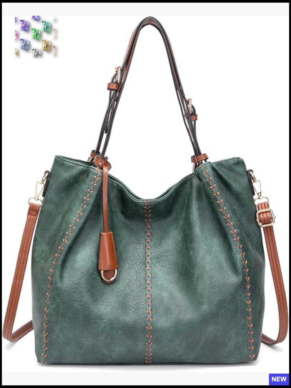 Hobo Shoulder Bag Soft Leather Bucket Tote Fashionable Structured Purse with